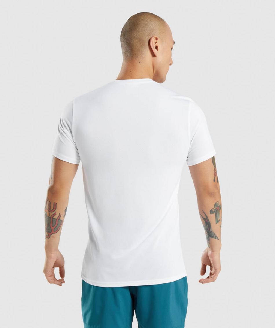 T Shirts Męskie Gymshark Arrival Białe | PL 3786AHK